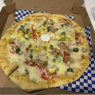 Vegetarian Pizza that was hardly cooked