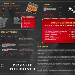 Pizza Menu