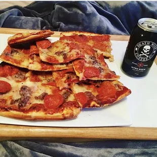 Cold leftover pizza pairs nicely with cold brew coffee.