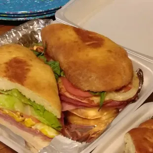 The Bada Bing with salami, ham, pepperoni, onion, pepper rings, provolone, lettuce and tomato.