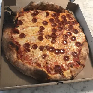 Large Extra cheese with pepperoni pizza