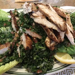 Tabbouli salad with added chicken. Sorry I devoured about a third of it before taking the pic!
