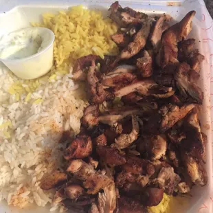 This was supposed to be a chicken shawarma plate but it's more like grilled chicken and rice I'm disappointed