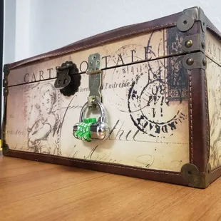 Unlock the chest game at the table.