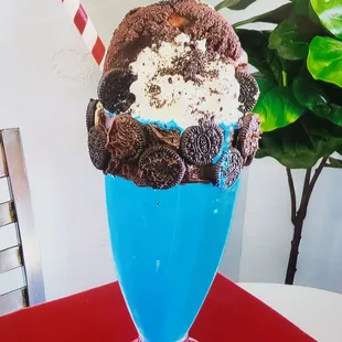a blue milkshake