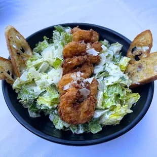 Ceasar Salad with Fried Shrimp