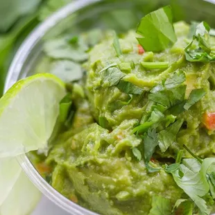 Fresh homemade guacamole.