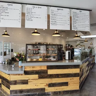 a counter with menus