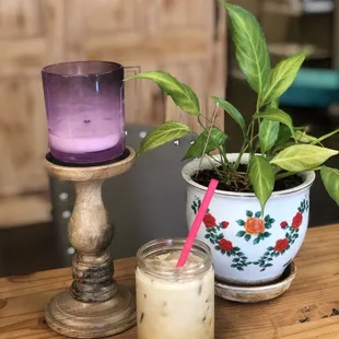 Iced White Mocha with almond milk.