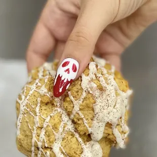 Pumpkin Scone~ A nice sweet icing on top and a good way to start the day for a nice fall breakfast.