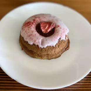 Strawberry Donut~ The best glazed donut I've ever had, it's sweet, it's soft and oh so delicious, fresh from Sugar Plum Vegan Bakery!