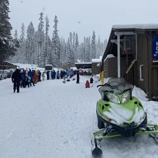 Long line for ski equipment. Hope you don't plan on actually getting to the mountain today!