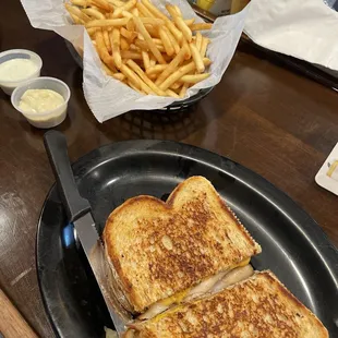 Turkey melt and shareable large fries