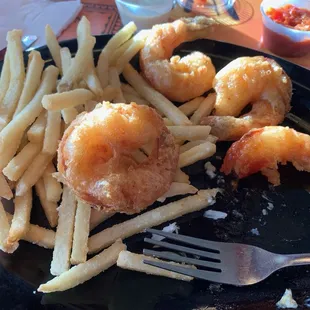 Deep fried shrimp and fries