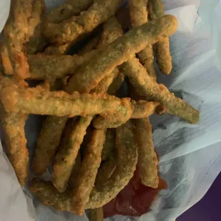 Deep fried green beans