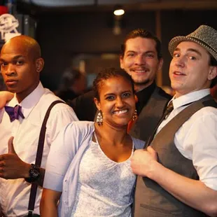 a group of people posing for a picture