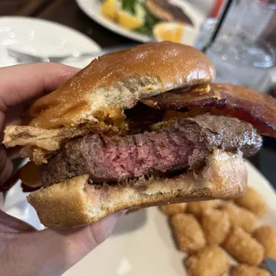Bison burger inside view - I requested some pink (medium)