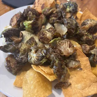Spartichoke with crispy Brussels on top. So yummy!