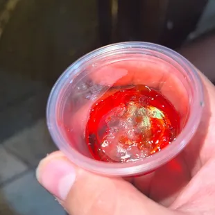 Had a blond hair in jell-O shot