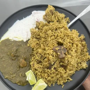 Mushroom biriyani with mutton Chops