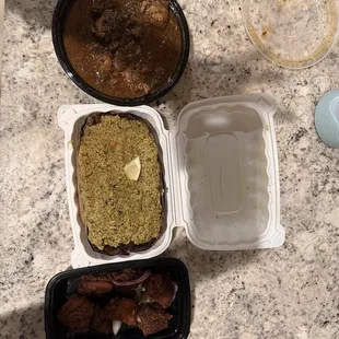 Pepper chicken, chicken biryani and Kabab
