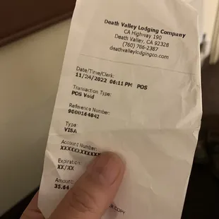 Refund receipt