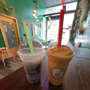 Taro w/ boba &amp; Mixed tropical smoothie