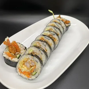 a sushi roll on a plate