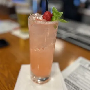 Baekjeong bojito ($16) - soju, handmade vodka, agave, fresh raspberries, cucumbers, lemon, mint, Q tonic water