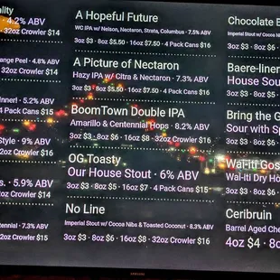 Current menu as of January 2023