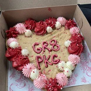 Valentine&apos;s Day cookie cake.