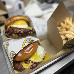 The Sunburn Double and Garlic Parm Fries