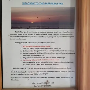 House rules for one of the bungalows 11/6/21