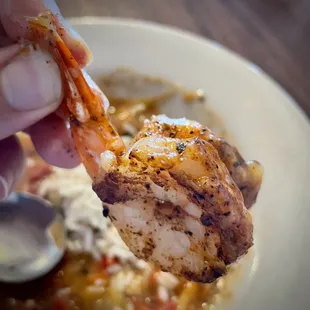 Huge wild-caught Gulf Coast shrimp in the gumbo.