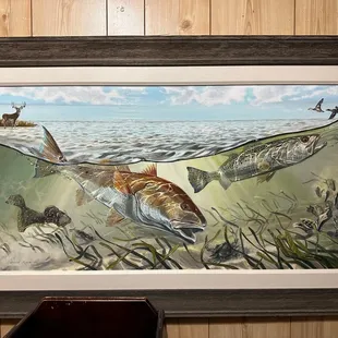 a painting of a fish in the water