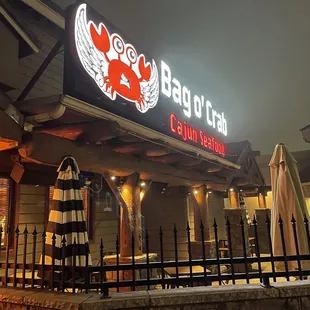outside of restaurant at night
