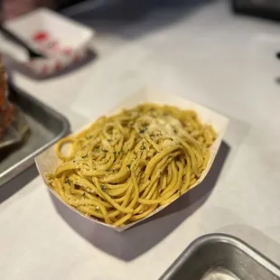 Garlic noodles are delicious.