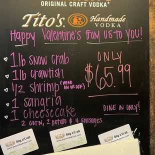 Happy Valentine&apos;s Day from Bag O Crab! This promo starts tomorrow and lasts all thru the week.