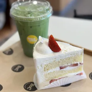 05.2024 Strawberry shortcake slice, matcha latte