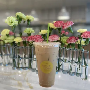 Iced Spanish Latte with oat milk