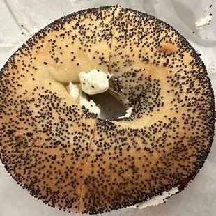 Poppyseed Bagel with requested EXTRA cream cheese