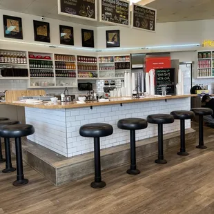 the counter and seating area