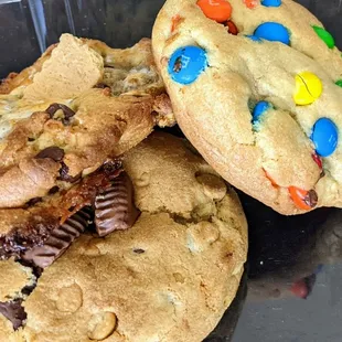 M&amp;M, S&apos;mores, and Peanut Butter Cup cookies