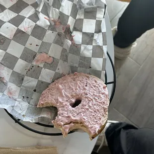 Strawberry Cream Cheese and Plain Bagel