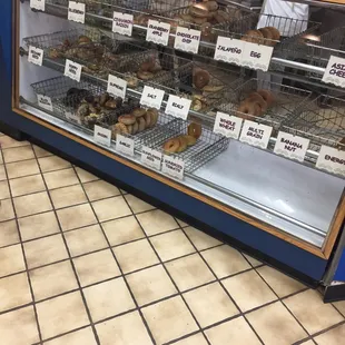 a display case full of donuts