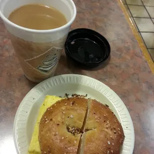 Egg and cheese Supreme bagel w lox spread