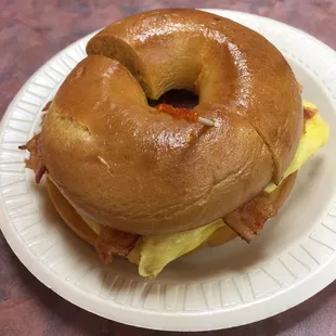 Egg Bagel w/ bacon and egg