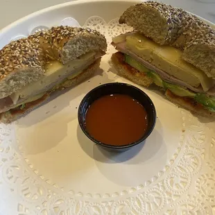 Sun Dried Supreme with Just Egg Substitute Added Ham &amp; Avocado