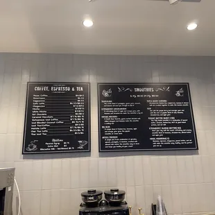 Updated menu as of January 2025
