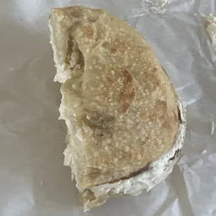 Sourdough bagel with lox spread